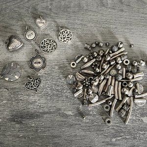 Lia Sophia Silver Tone Charms & Beads For Bracelet Making Parts Love Hope Hearts